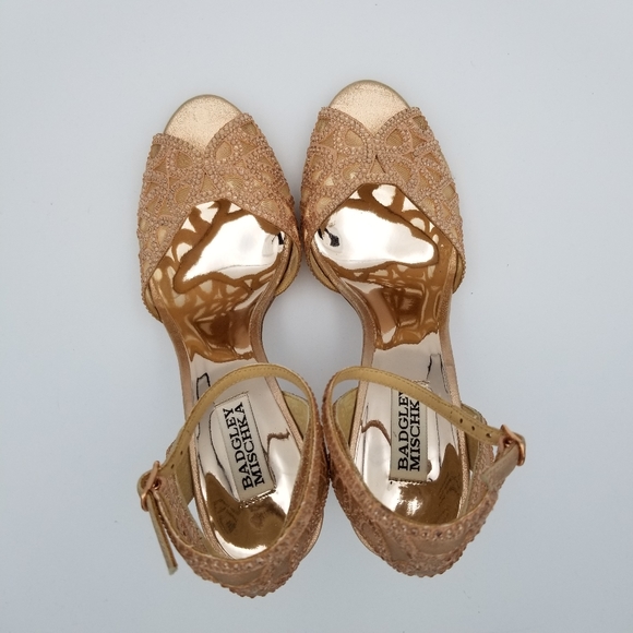 Badgley Mischka Hart Crystal Embellished Evening Shoes, Rose Gold, Women's 9.5 - Picture 6 of 16
